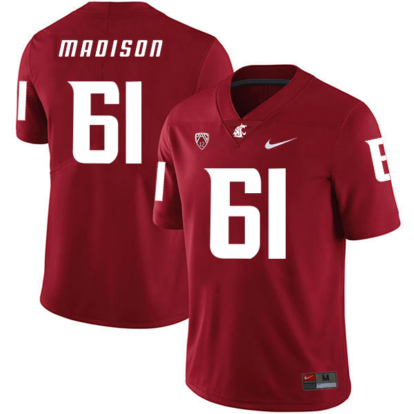 Washington State Cougars 61 Cole Madison Red College Football Jersey