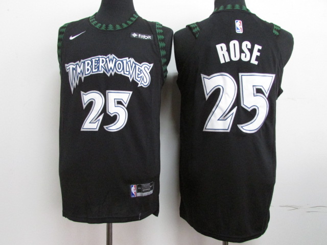 Timberwolves 25 Derrick Rose Black Nike Authentic Jersey