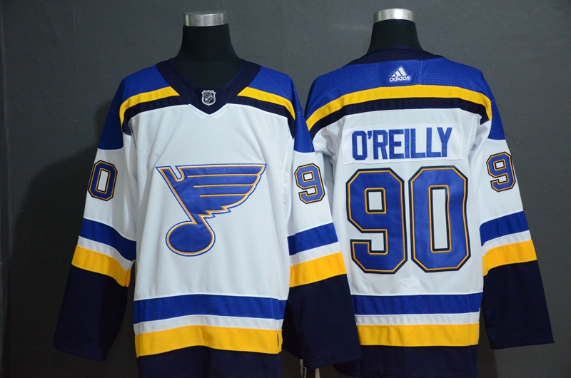 Blues 90 Ryan O'Reilly White Adidas Jersey