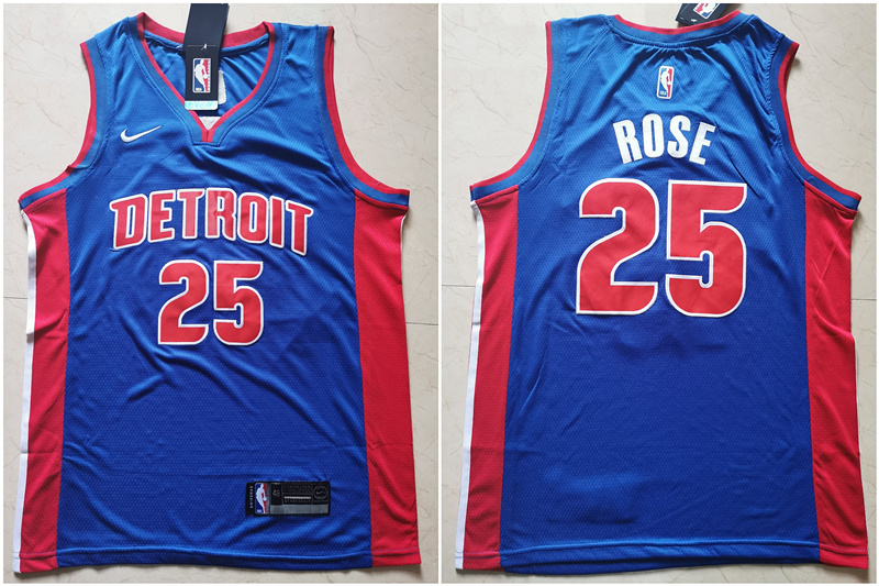 Pistons 25 Derrick Rose Blue Nike Swingman Jersey