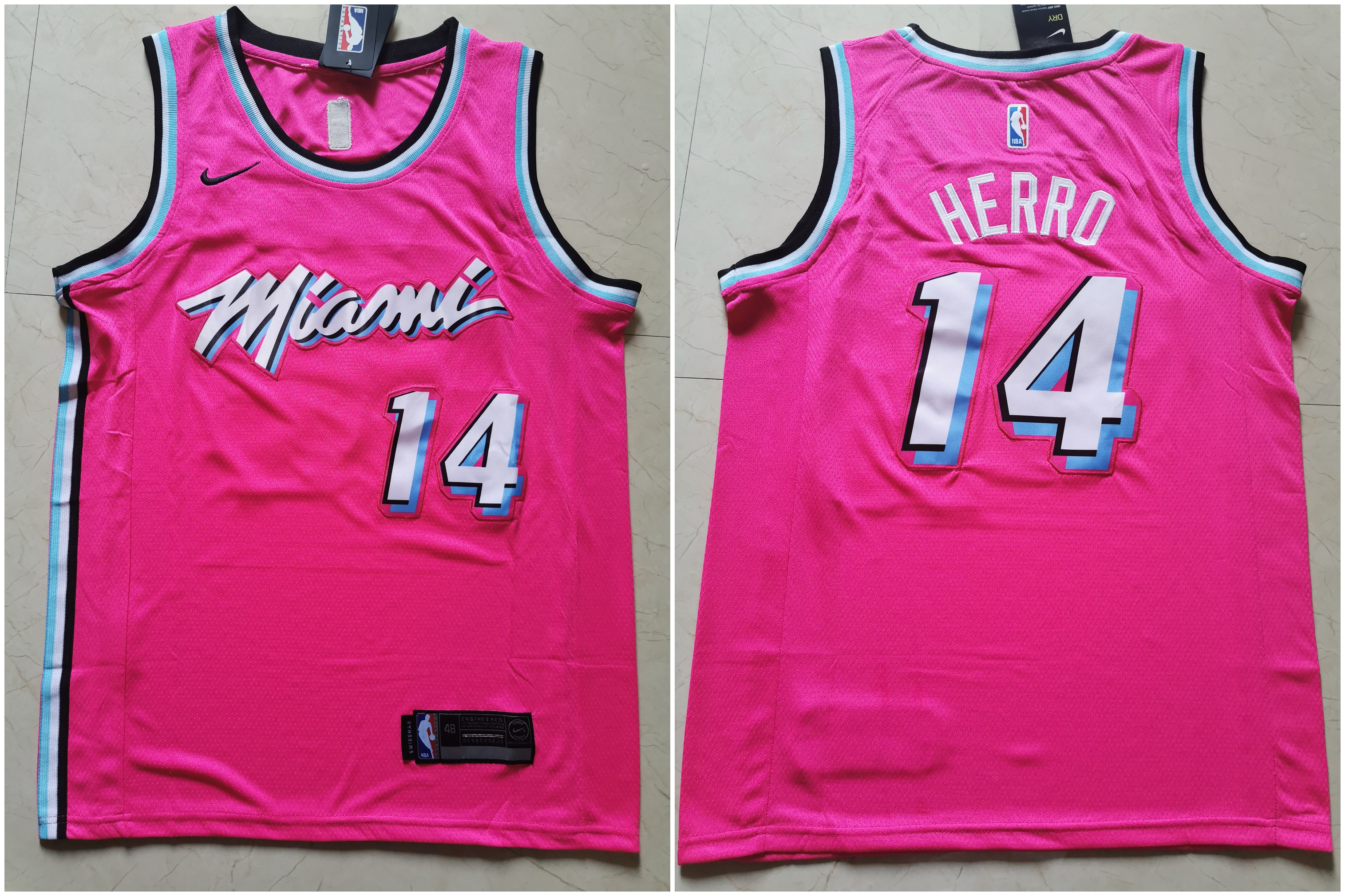 Heat 14 Tyler Herro Pink City Edition Nike Swingman Jersey