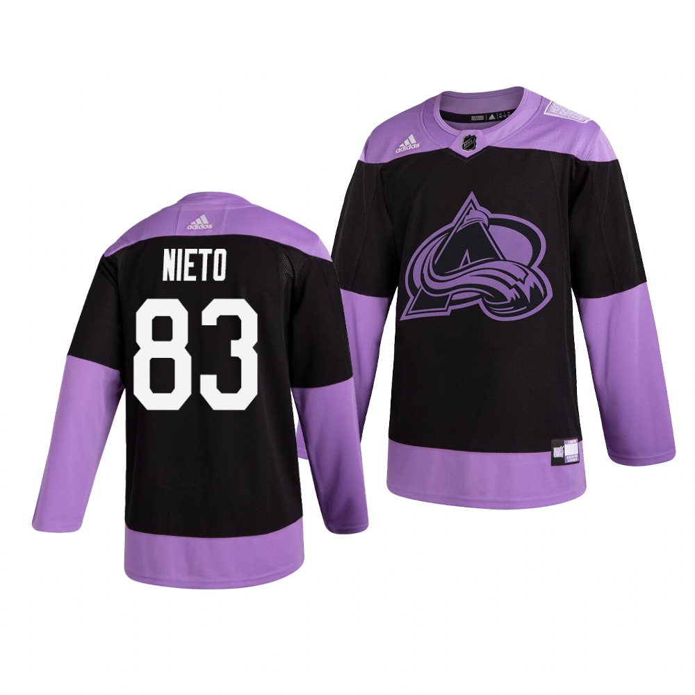 Avalanche 83 Matt Nieto Black Purple Hockey Fights Cancer Adidas Jersey