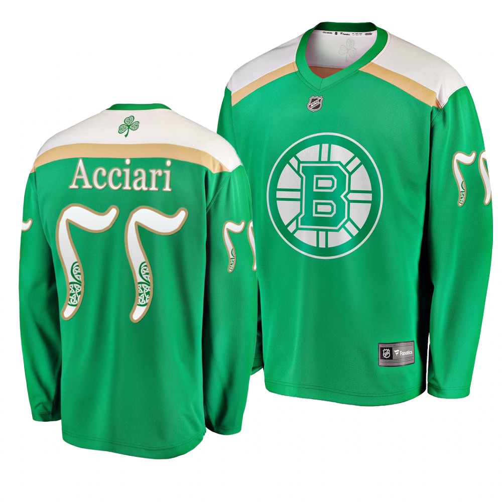 Bruins 77 Noel Acciari Green 2019 St. Patrick's Day Adidas Jersey
