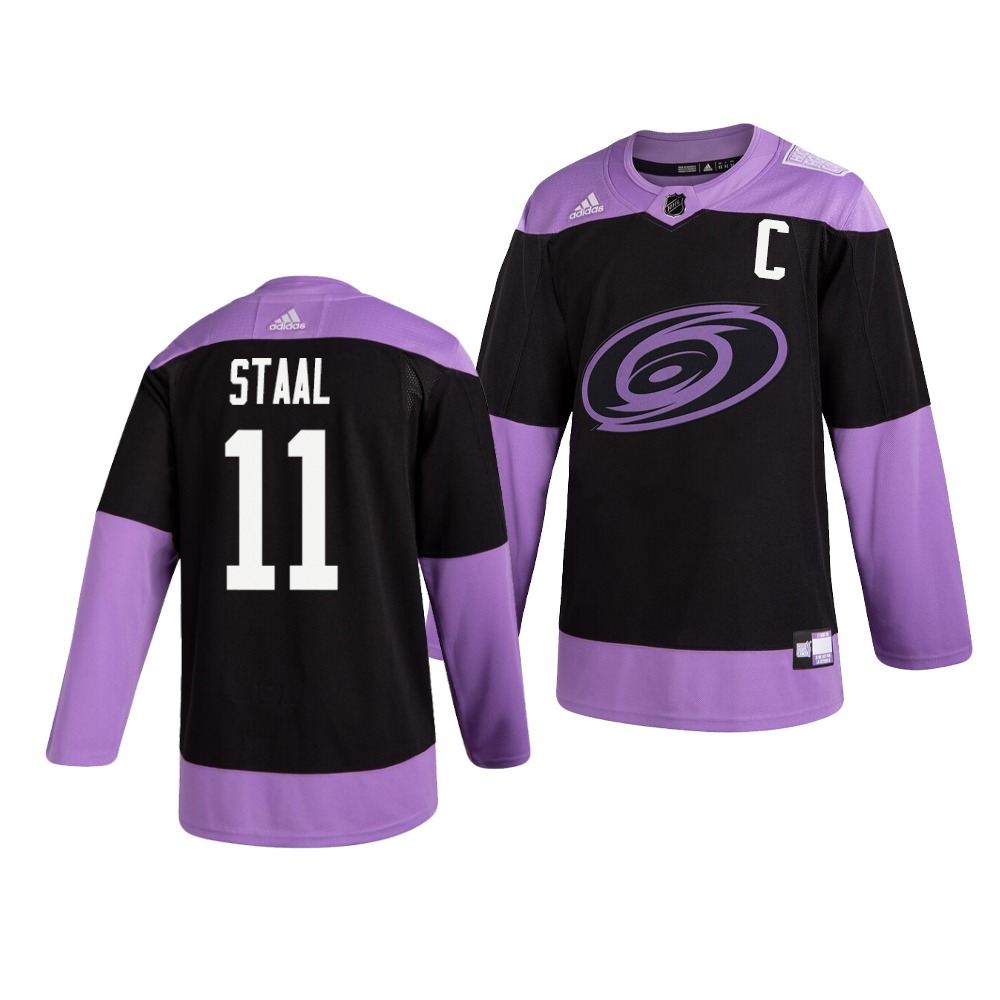 Hurricanes 11 Jordan Staal Black Purple Hockey Fights Cancer Adidas Jersey