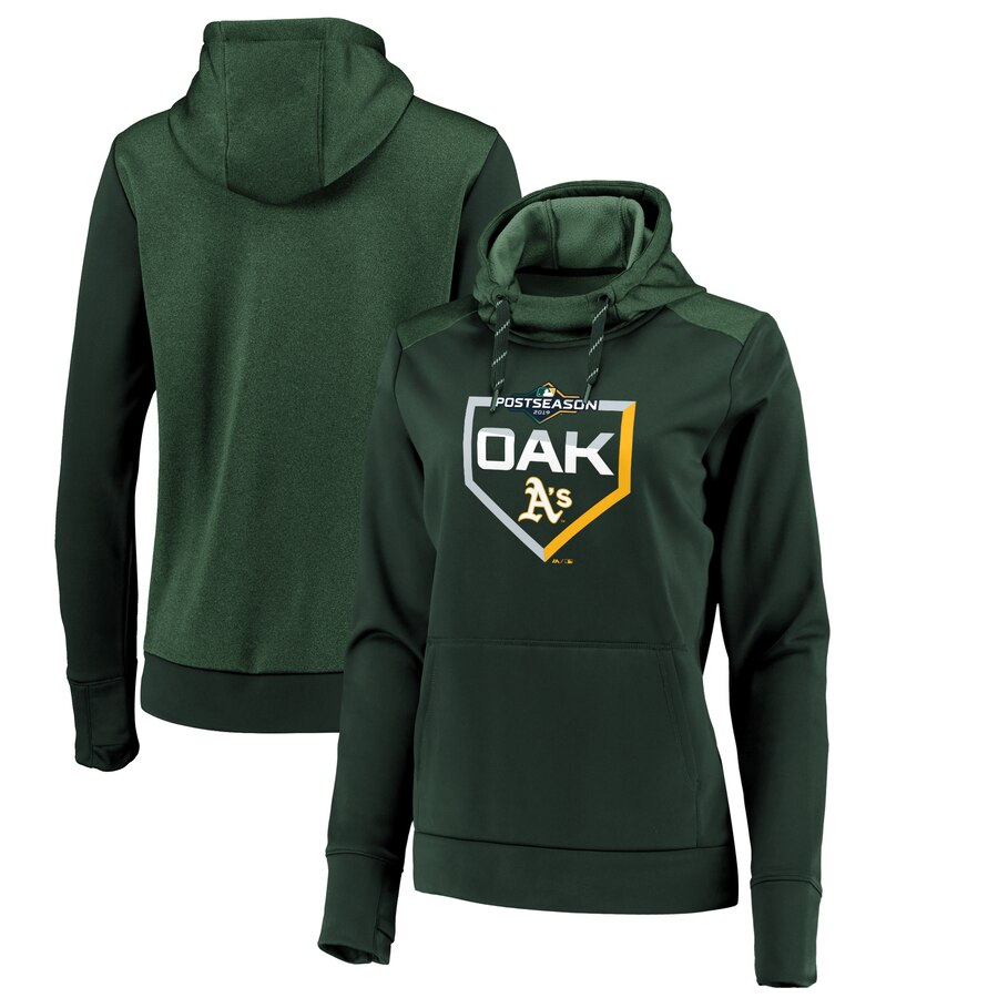 Oakland Athletics Majestic Women's 2019 Postseason Dugout Authentic Pullover Hoodie Green