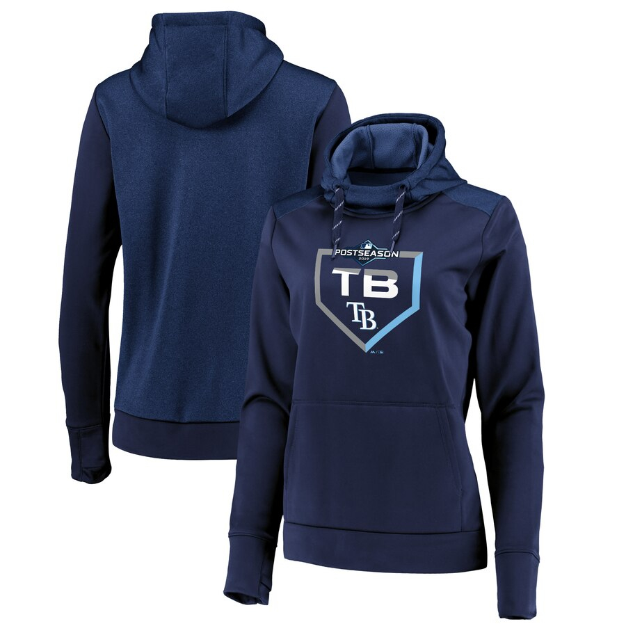 Tampa Bay Rays Majestic Women's 2019 Postseason Dugout Authentic Pullover Hoodie Navy