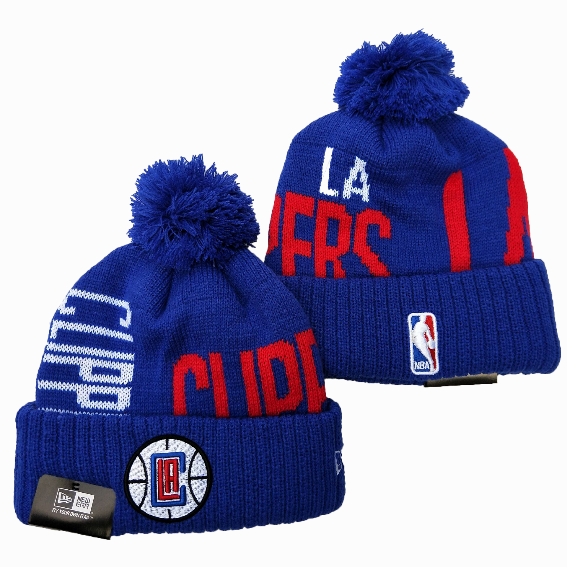 Clippers Team Logo Royal Wordmark Cuffed Pom Knit Hat YD
