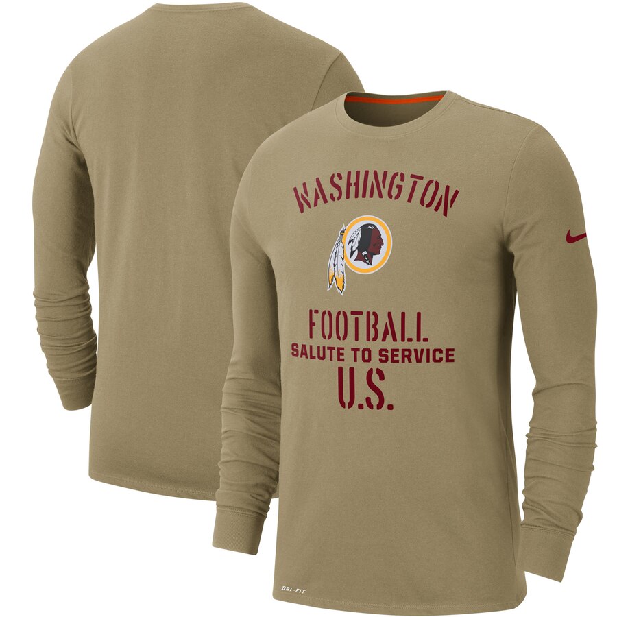 Men's Washington Redskins Nike Tan 2019 Salute to Service Sideline Performance Long Sleeve Shirt