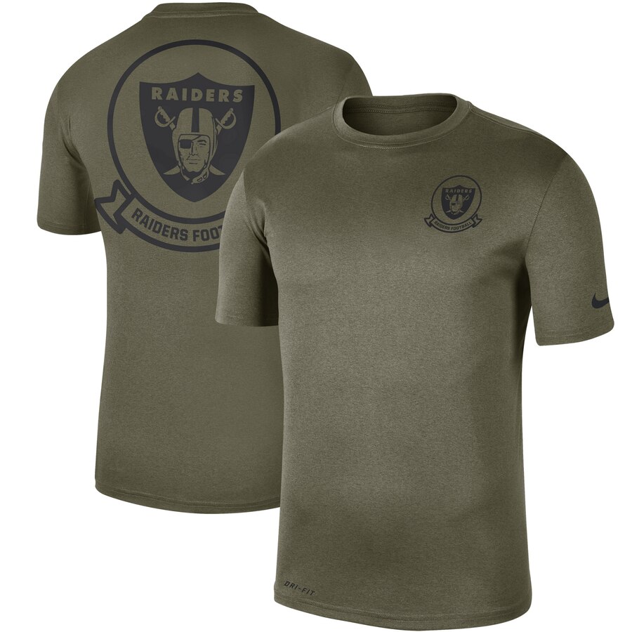 Men's Oakland Raiders Nike Olive 2019 Salute to Service Sideline Seal Legend Performance T-Shirt