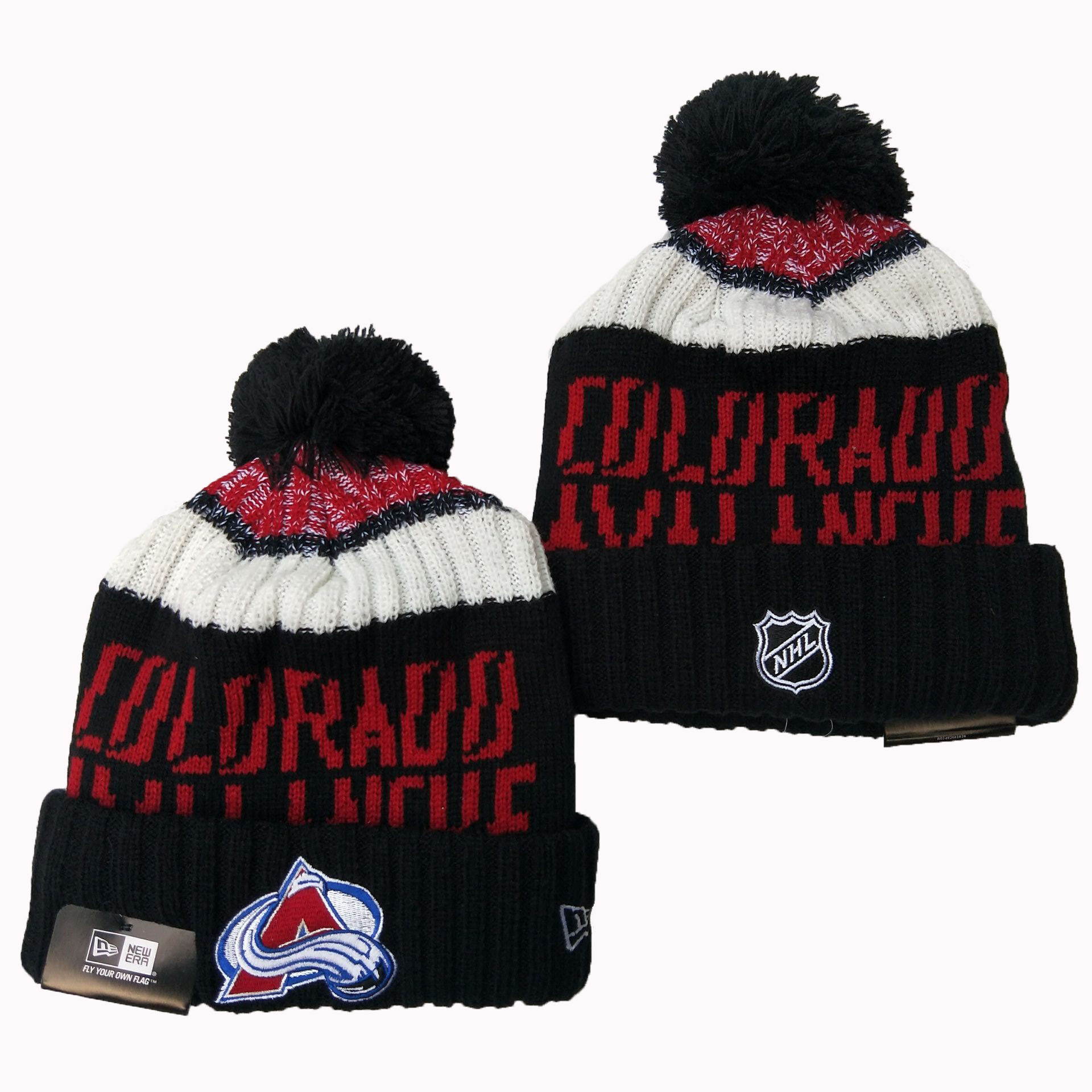 Avalanche Team Logo Black Pom Knit Hat YD