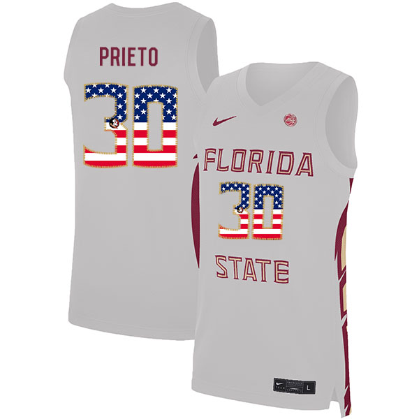 Florida State Seminoles 30 Harrison Prieto White Nike USA Flag Basketball College Jersey