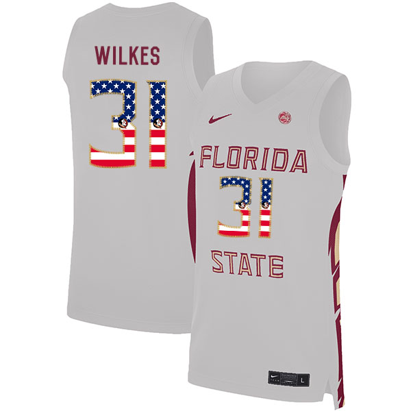 Florida State Seminoles 31 Wyatt Wilkes White Nike USA Flag Basketball College Jersey
