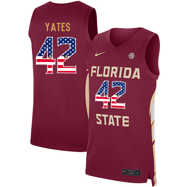 Florida State Seminoles 42 Cleveland Yates Red Nike USA Flag Basketball College Jersey