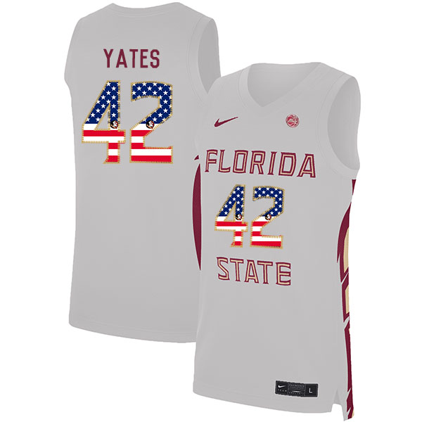 Florida State Seminoles 42 Cleveland Yates White Nike USA Flag Basketball College Jersey