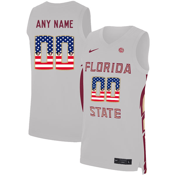 Florida State Seminoles Customized White Nike USA Flag Basketball College Jersey