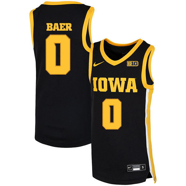 Iowa Hawkeyes 0 Michael Baer Black Nike Basketball College Jersey