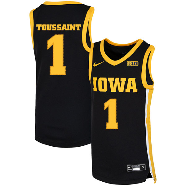 Iowa Hawkeyes 1 Joe Toussaint Black Nike Basketball College Jersey