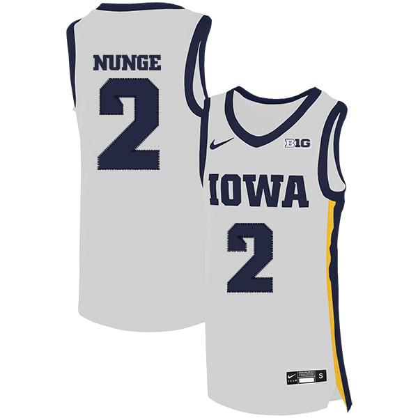 Iowa Hawkeyes 2 Jack Nunge White Nike Basketball College Jersey