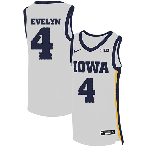Iowa Hawkeyes 4 Bakari Evelyn White Nike Basketball College Jersey