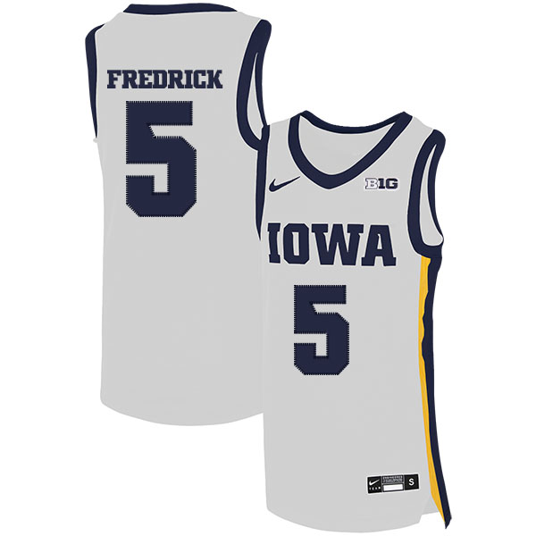 Iowa Hawkeyes 5 CJ Fredrick White Nike Basketball College Jersey