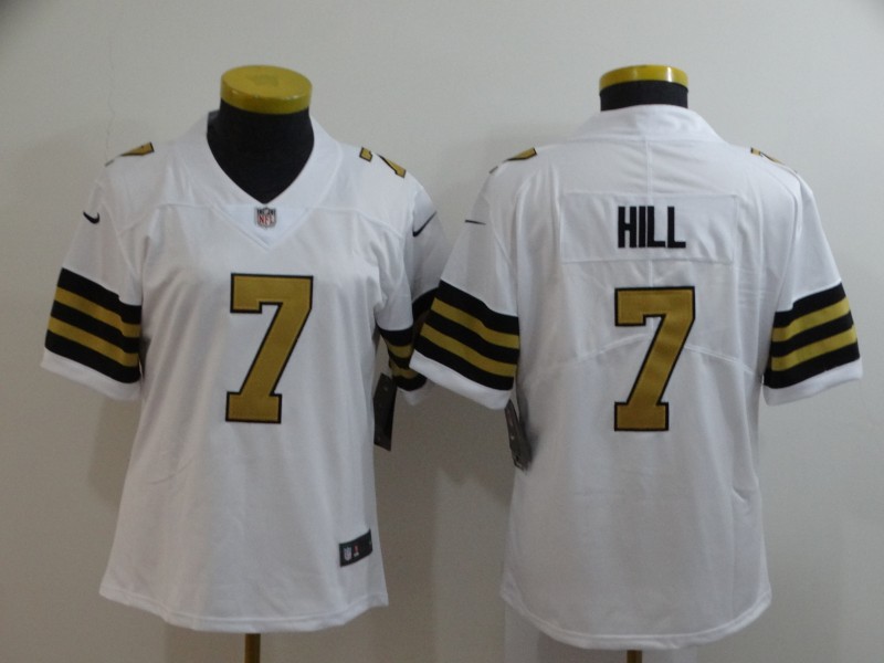 Nike Saints 7 Taysom Hill White Women Color Rush Limited Jersey