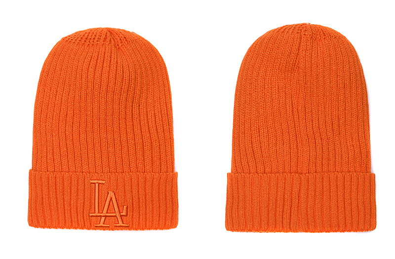 Dodgers Team Logo Orange Pom Knit Hat SG