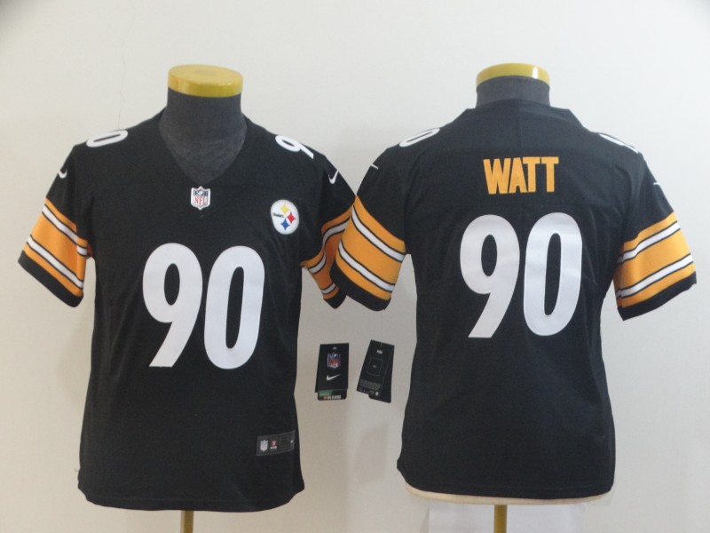 Nike Steelers 90 T.J. Watt Black Youth Vapor Untouchable Limited Jersey
