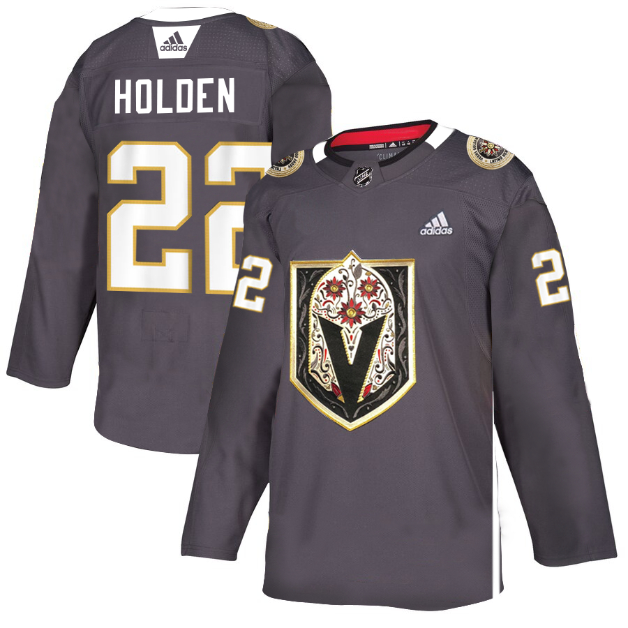 Vegas Golden Knights 22 Nick Holden Gray Dia De Los Muertos Adidas Jersey