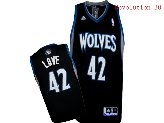 Timberwolves 42 Kevin Love Black Revolution 30 Jersey