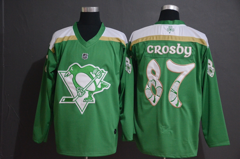 Penguins 87 Sidney Crosby Green 2019 St. Patrick's Day Adidas Jersey