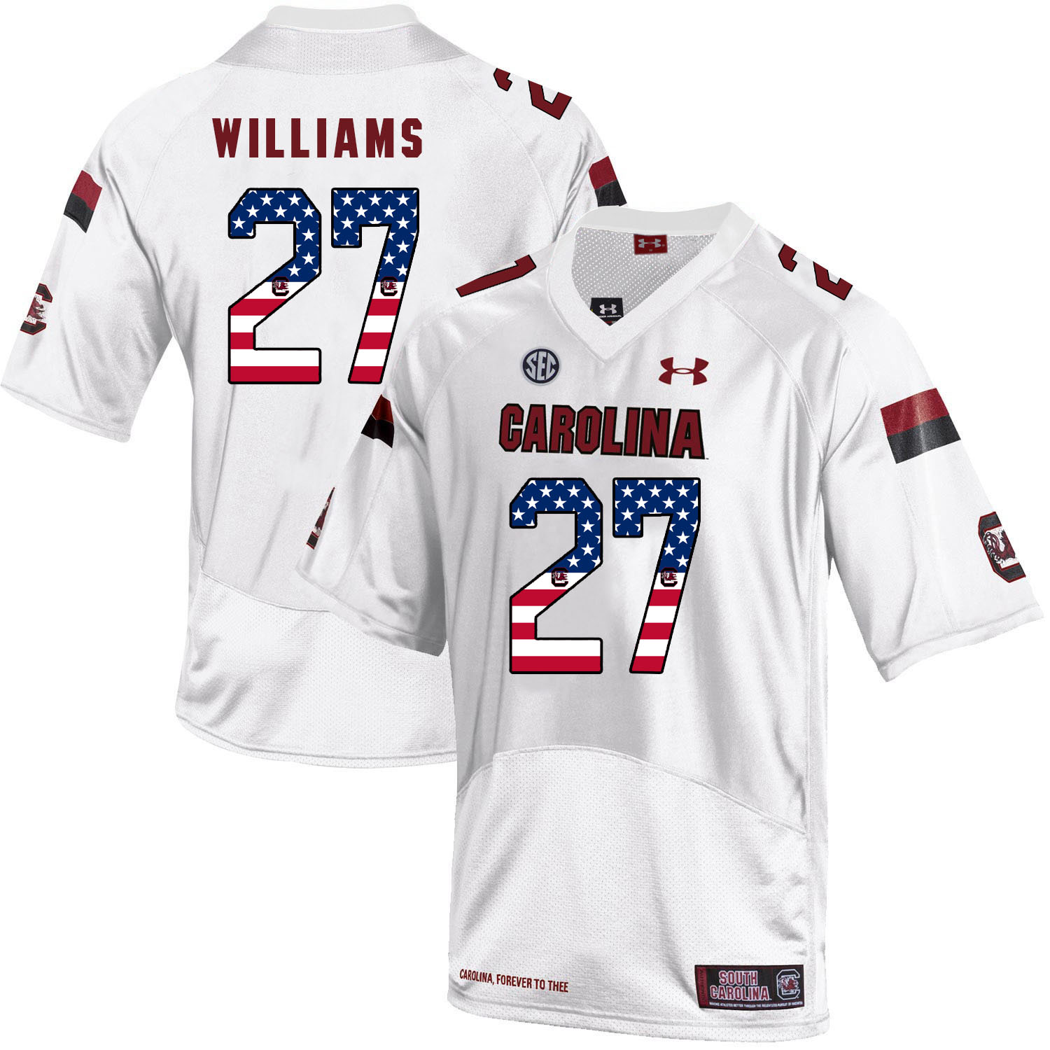 South Carolina Gamecocks 27 Ty'Son Williams White USA Flag College Football Jersey