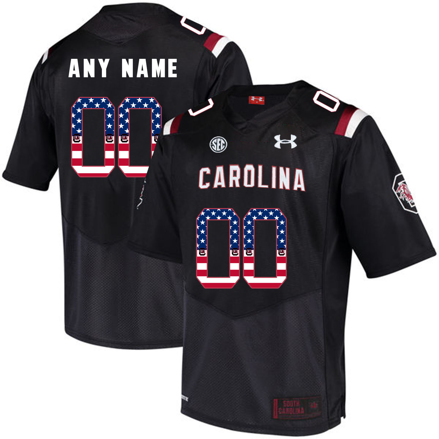 South Carolina Gamecocks Black Customized USA Flag College Football Jersey