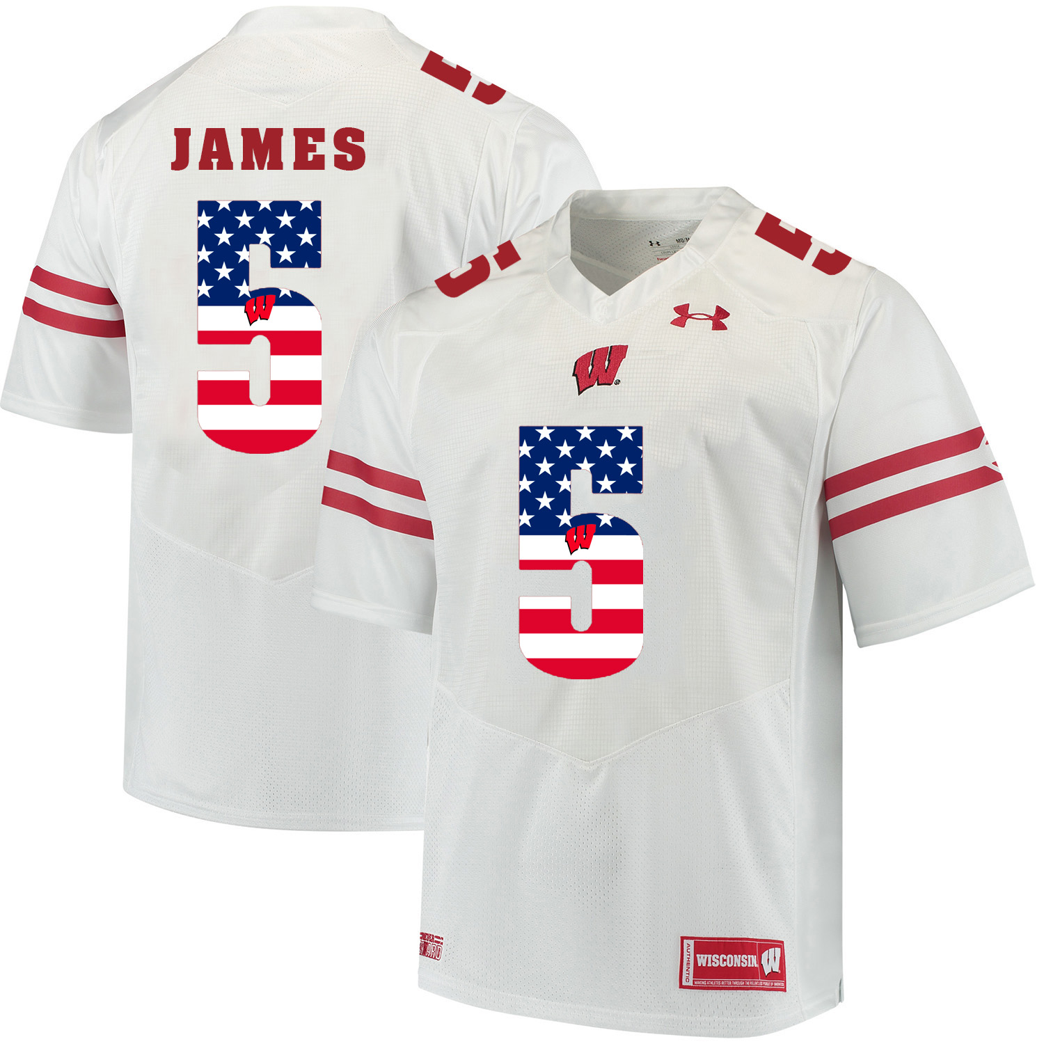 Wisconsin Badgers 5 Chris James White USA Flag College Football Jersey