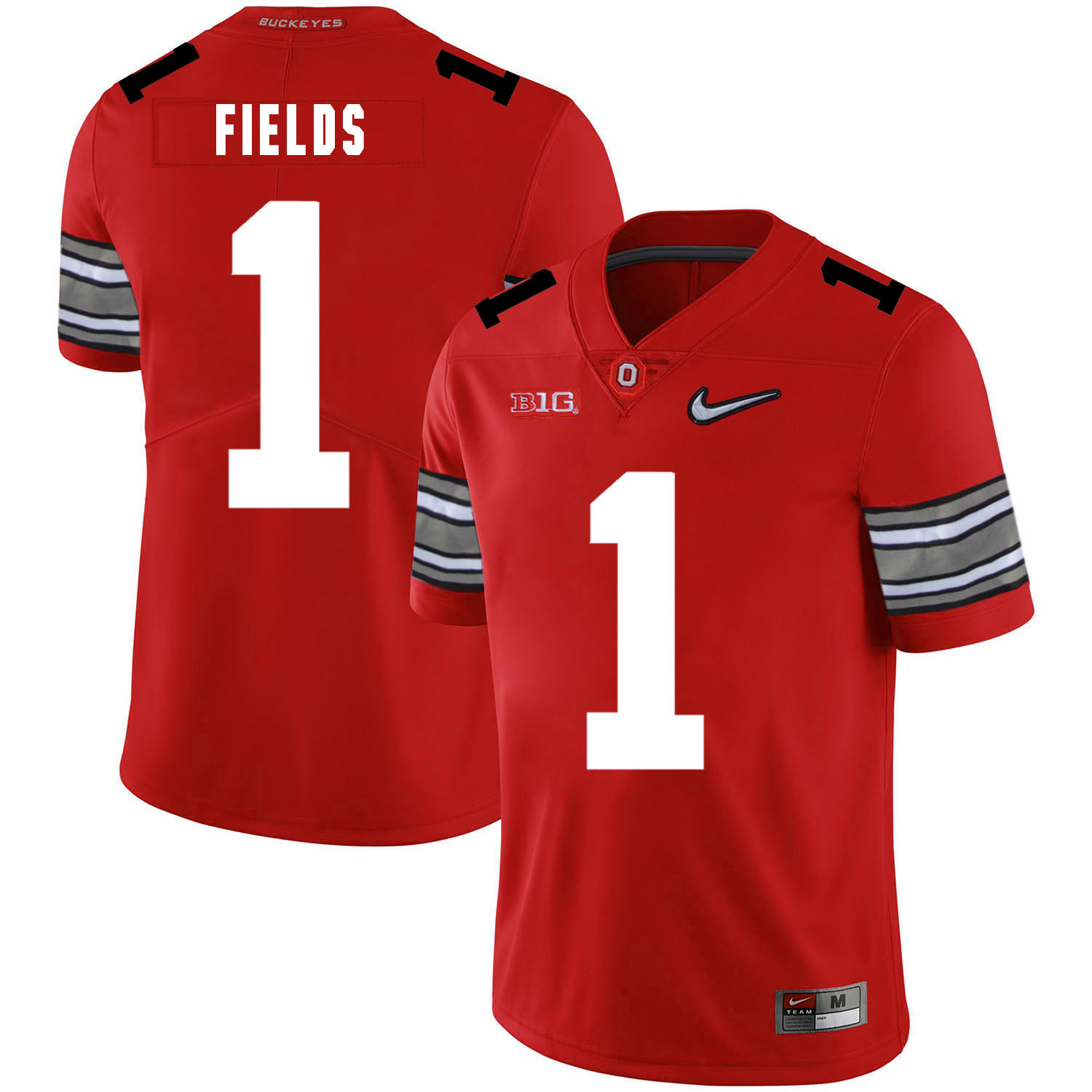 Ohio State Buckeyes 1 Justin Fields Red Nike College Football Jersey