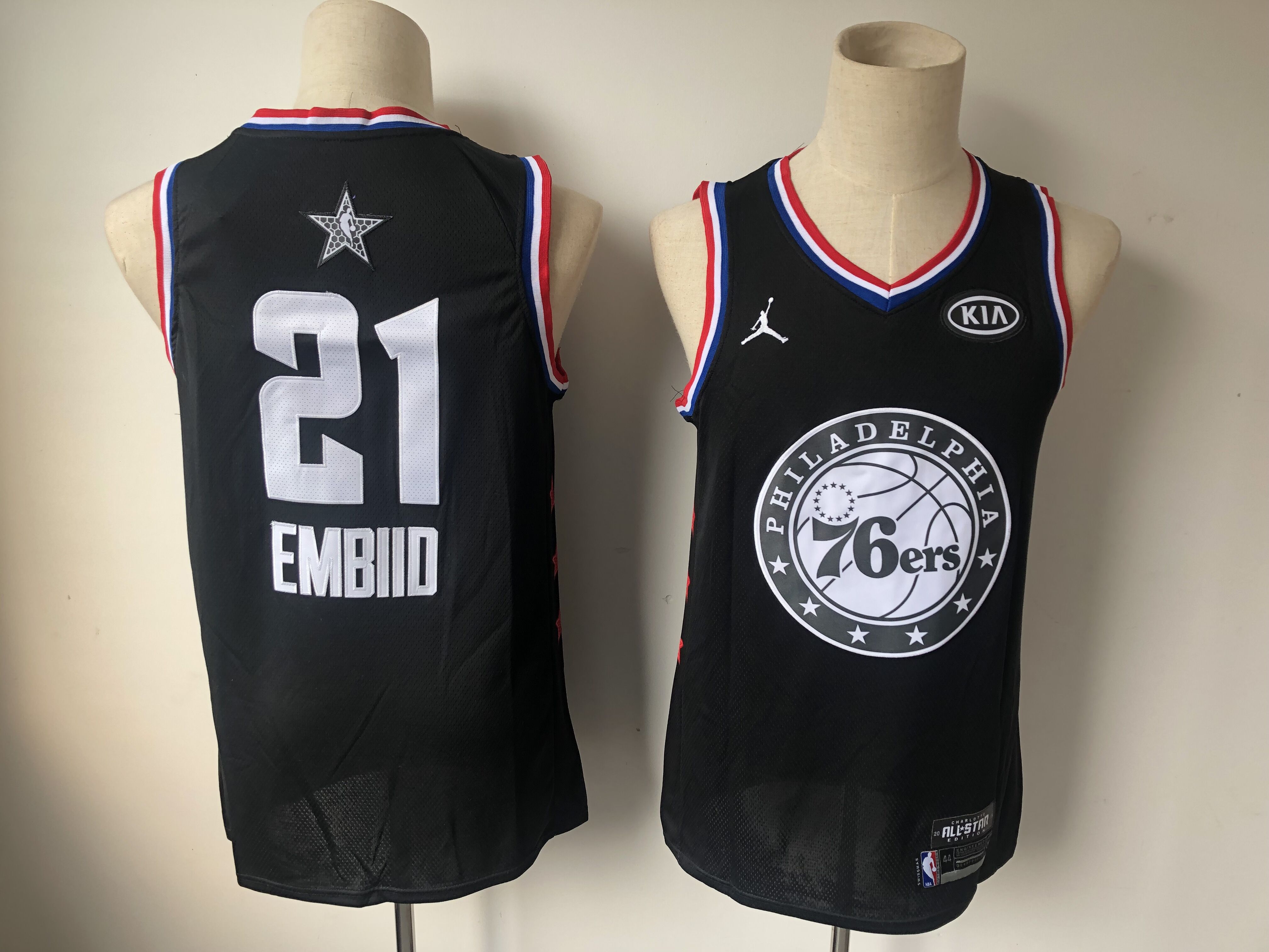 76ers 21 Joel Embiid Black 2019 NBA All-Star Game Jordan Brand Swingman Jersey