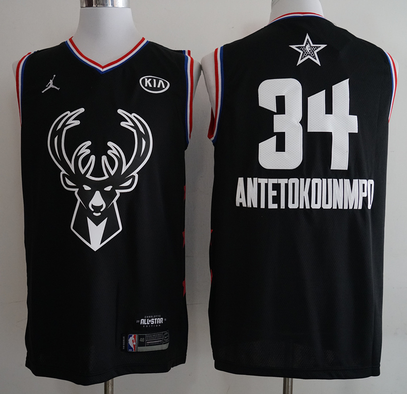 Bucks 34 Giannis Antetokounmpo Black 2019 NBA All-Star Game Jordan Brand Swingman Jersey