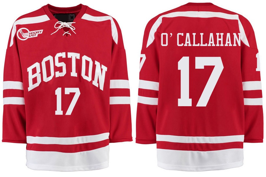 Boston University Terriers BU 17 Jack O'Callahan Red Stitched Hockey Jersey
