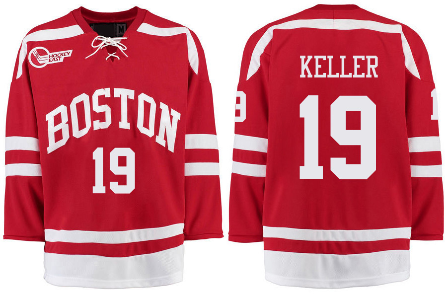 Boston University Terriers BU 19 Clayton Keller Red Stitched Hockey Jersey