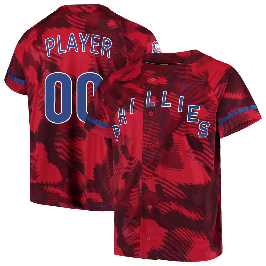 Phillies Red Camo Fashion Men's Customized Jersey