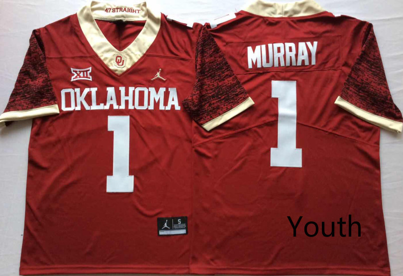 Oklahoma Sooners 1 Kyler Murray Red Youth 47 Game Winning Streak College Football Jersey