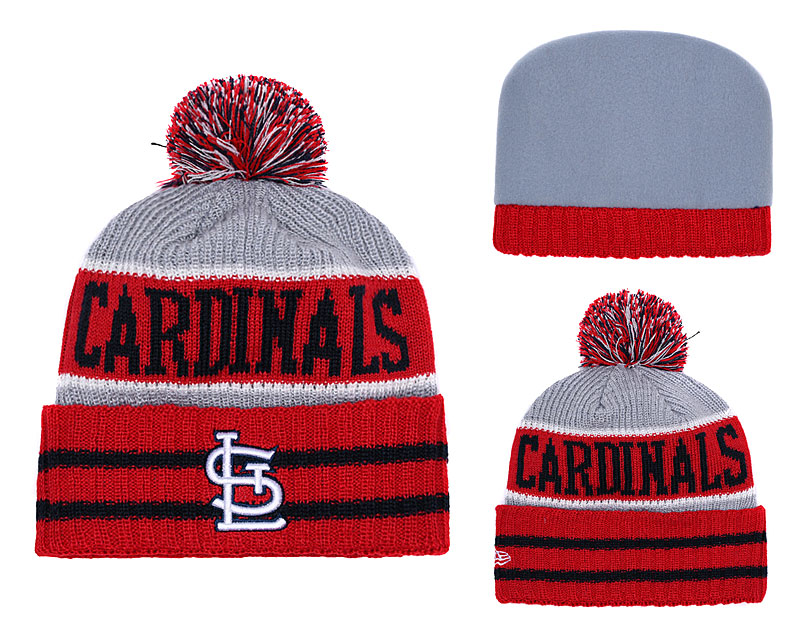 St. Louis Cardinals Red Banner Block Cuffed Knit Hat With Pom YD