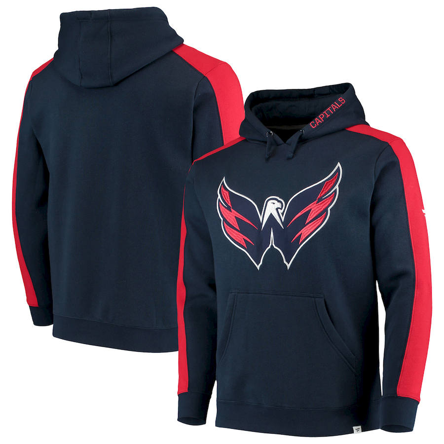 Washington Capitals Fanatics Branded Iconic Blocked Pullover Hoodie Navy & Red