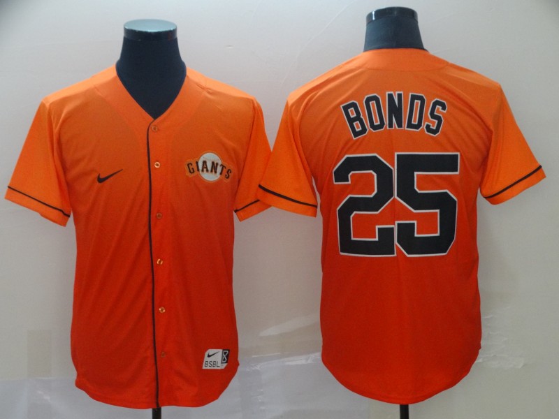 Giants 25 Barry Bonds Orange Drift Fashion Jersey