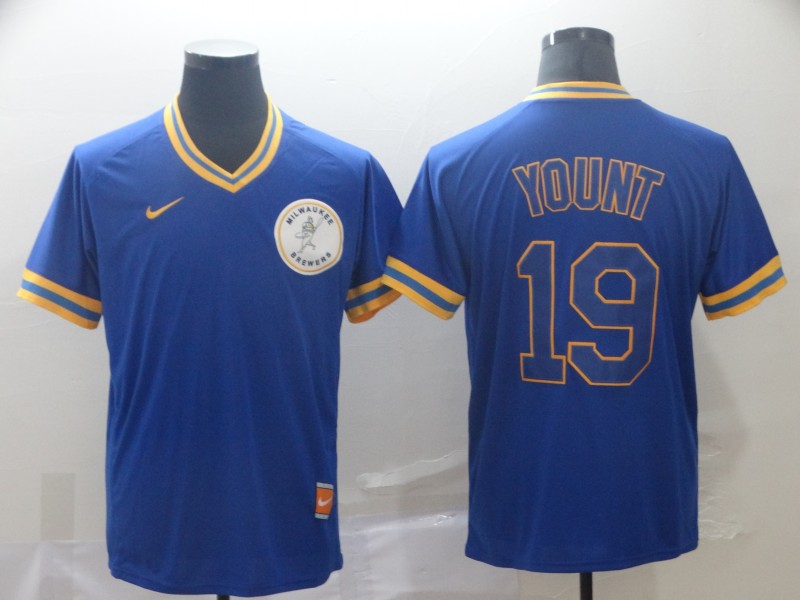 Brewers 19 Robin Yount Royal Throwback Jersey