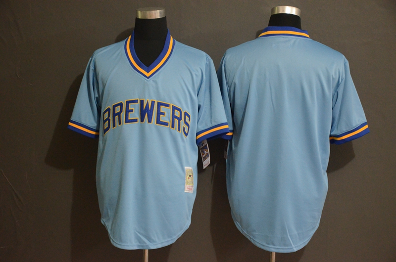 Brewers Blank Blue Cooperstown Collection Jersey