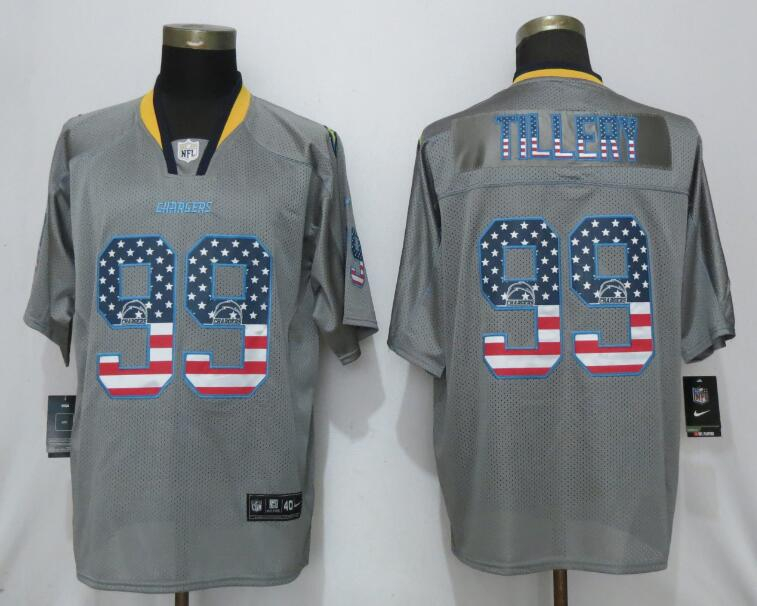 Nike Chargers 99 Jerry Tillery Gray USA Flag Fashion Elite Jersey