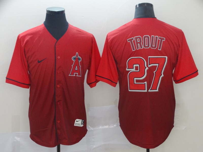 Angels 27 Mike Trout Red Drift Fashion Jersey