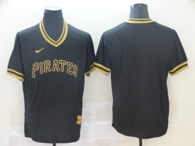Pirates Blank Black Gold Nike Cooperstown Collection Legend V Neck Jersey