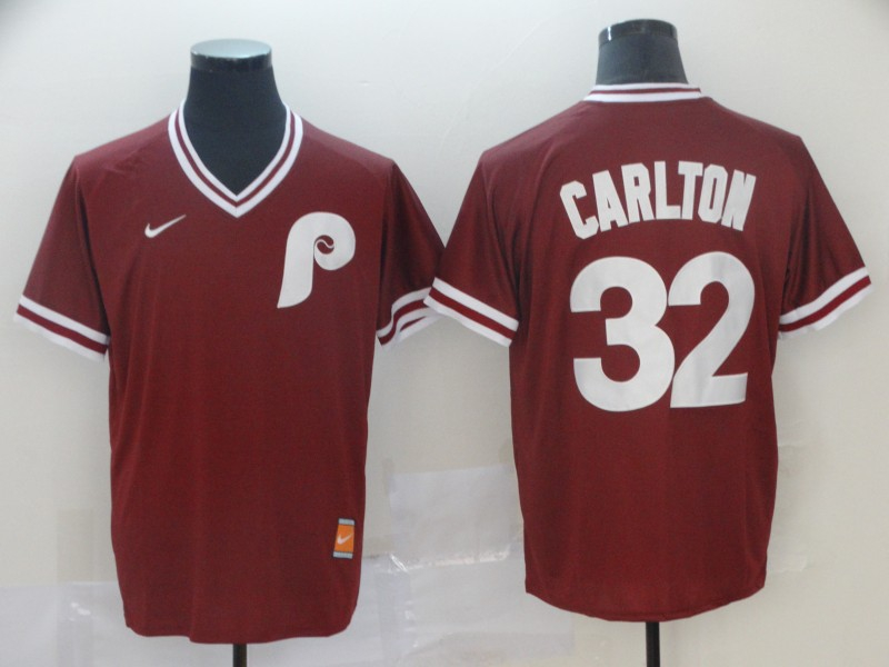 Phillies 32 Steve Carlton Red Throwback Jersey