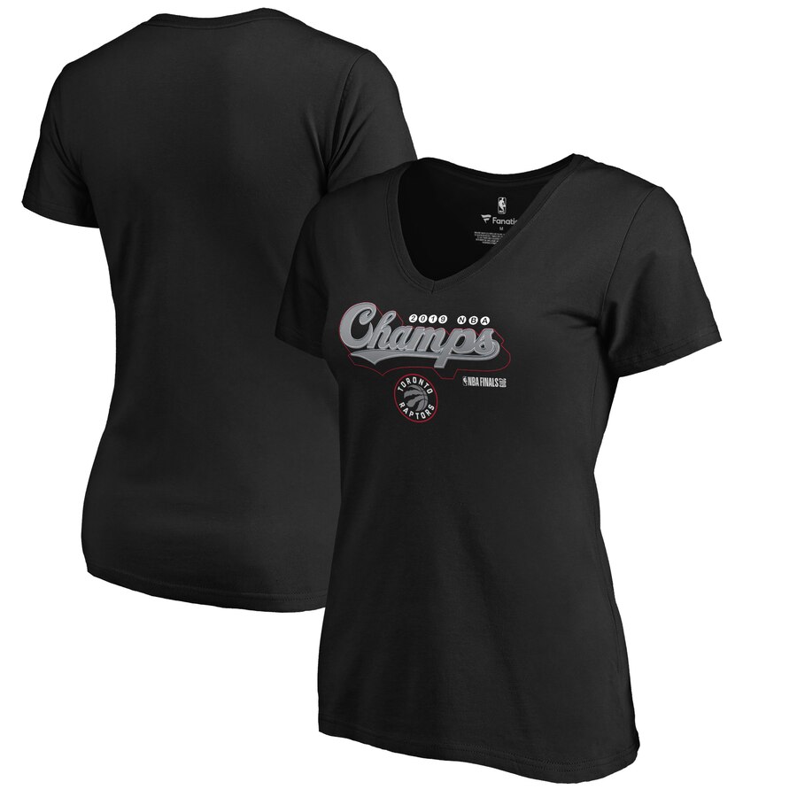 Toronto Raptors Fanatics Branded Women's 2019 NBA Finals Champions Play Your Game V Neck T-Shirt Black